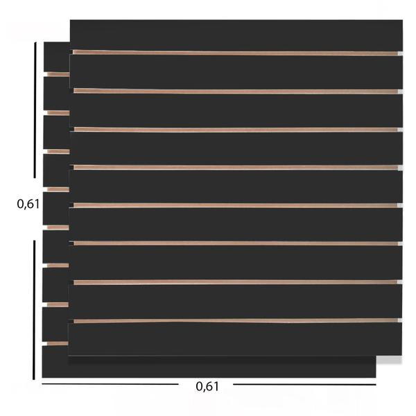 Imagem de 4 Paineis Canaletados Preto - 0,61 X 0,61 + 50 Ganchos 15CM