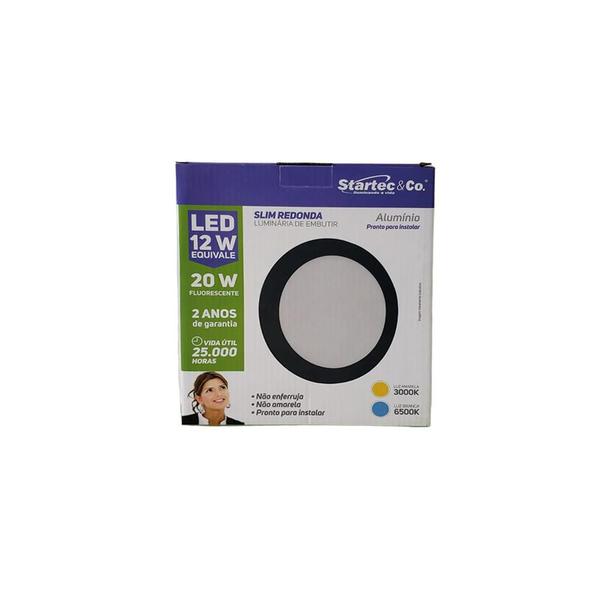 Imagem de 4 Painel Plafon Led 12W Luminária Redonda Embutir 17cm Preto