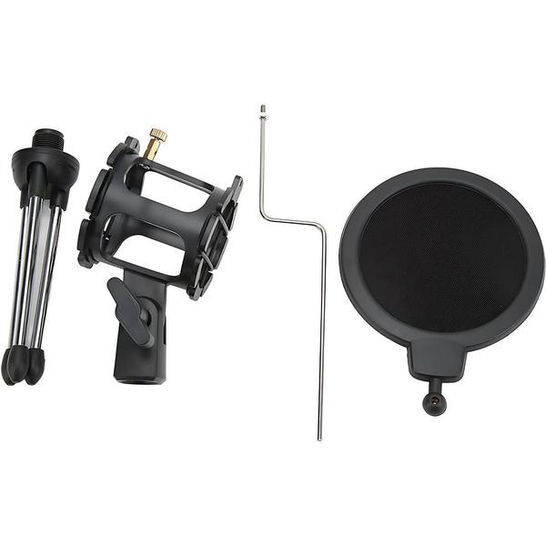 Imagem de 4 Pedestal Suporte P/ Microfone + Pop Filter Tripé Compacto