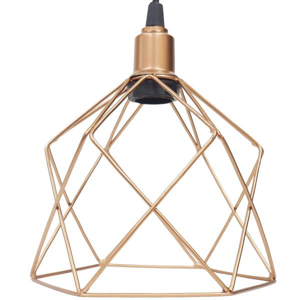 Imagem de 4 Pendentes Aramado Cálice Luminária Lustre Luxo Teto Retrô Vintage Cobre Rose Gold Industrial