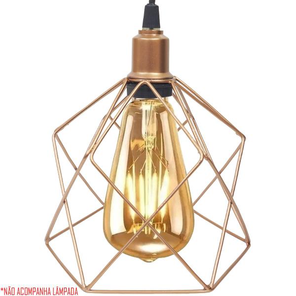 Imagem de 4 Pendentes Aramado Cálice Luminária Lustre Luxo Teto Retrô Vintage Cobre Rose Gold Industrial