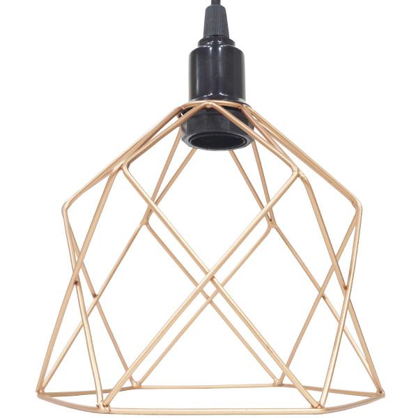 Imagem de 4 Pendentes Aramado Cálice Luminária Lustre Teto Retrô Vintage Industrial Balcão Cobre Rose Gold