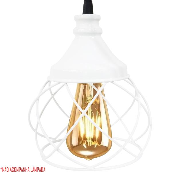 Imagem de 4 Pendentes Aramado Esfera Balonê Branco Lustre Luminária Teto Regulável Sala Cozinha Industrial Agp