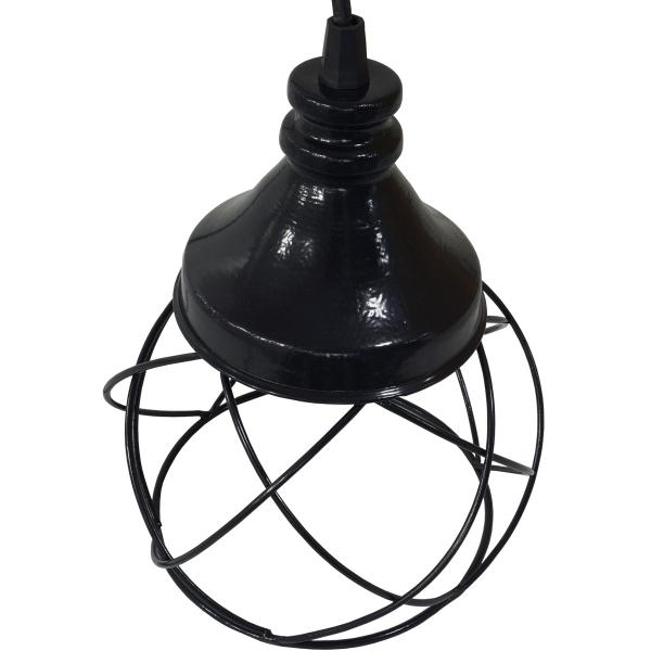 Imagem de 4 Pendentes Aramado Esfera Balonê Preto Lustre Luminária Teto Regulável Sala Cozinha Industrial Agp