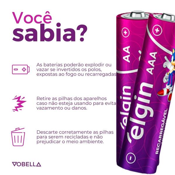 Imagem de 4 Pilhas Aa 2700mah E 4 Aaa Palito 900mah Recarregável Elgin