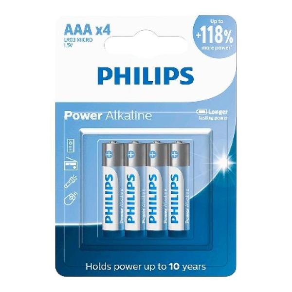 Imagem de 4 Pilhas Alcalinas Philips Aaa Palito de Longa Duração 1,5V