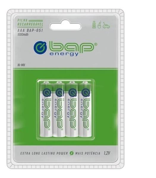 Imagem de 4 Pilhas Palito Aaa Recarregável Bap 651 Aaa 1000 Mah