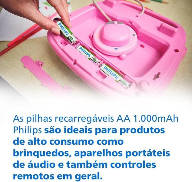 Imagem de 4 Pilhas Recarregável Philips Aa 1000mah 1,2v R6B4RTU10/59