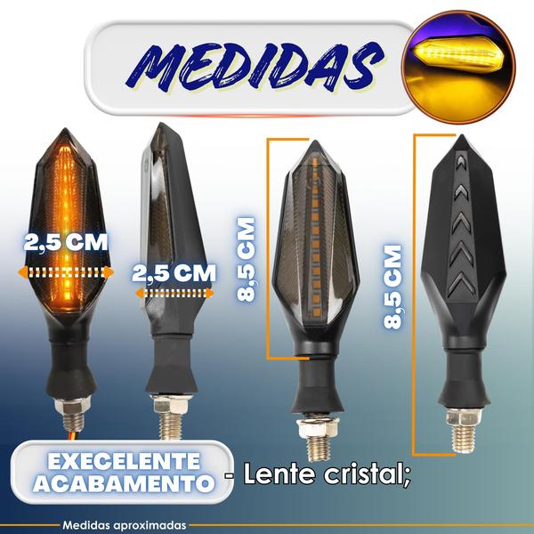 Imagem de 4 Pisca Seta Led Sequencial Moto Universal Cg160 Xre300 Bros