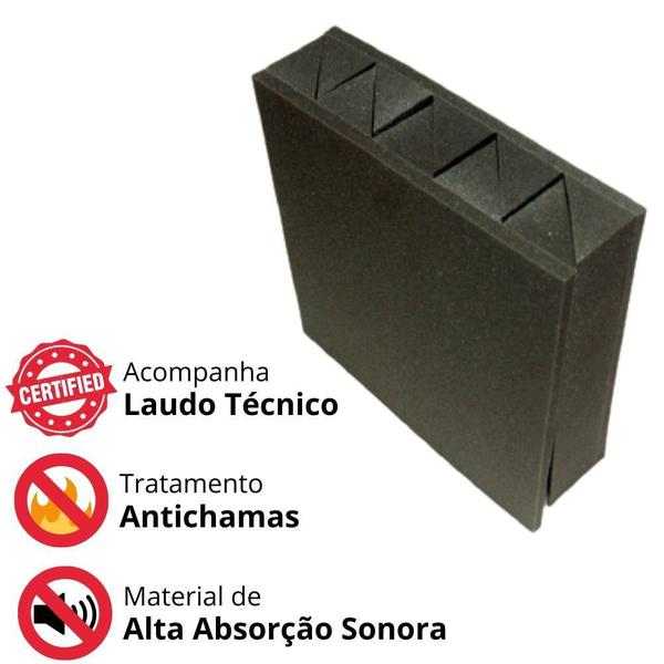 Imagem de 4 Placas Espuma Acustica Serra 50x50x6,5cm cobre 1m²