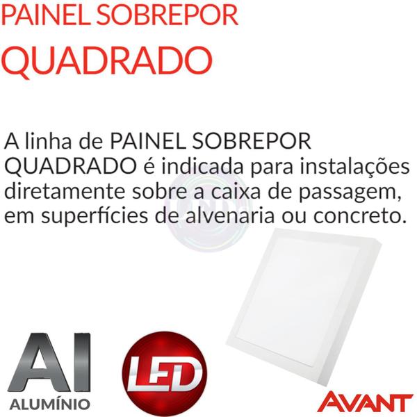 Imagem de 4 Plafon Led Quadrado 30w Sobrepor 40x40 Branco Frio  6500k