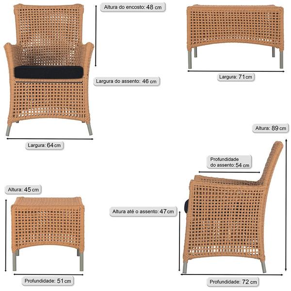 Imagem de 4 Poltronas e 1 Mesa Igapó em Alumínio Pintura Fendi Corda Náutica Estofado 12