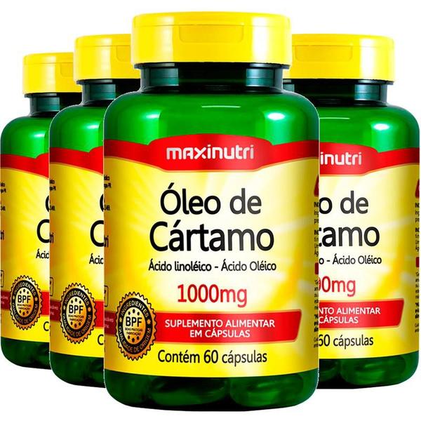 Imagem de 4 pote oleo de cartamo 1000mg 60cps maxinutri