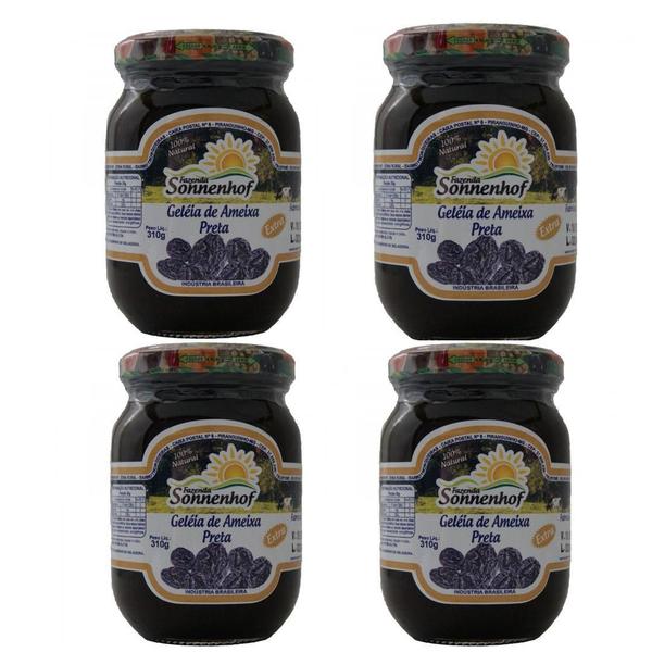 4 Potes Geleia Extra De Ameixa Preta 310g Fazenda Sonnenhof Imagem de 4 Potes Geleia Extra De Ameixa Preta 310g Fazenda Sonnenhof