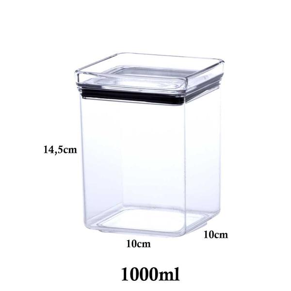 Imagem de 4 Potes Herméticos quadrado 480ml e 1000ml para armazenamento de alimentos