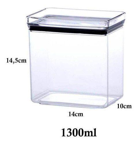 Imagem de 4 Potes Herméticos Retangular 1300ml e 2600ml para armazenamento de alimentos