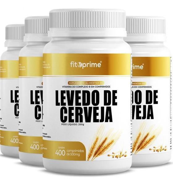 Imagem de 4 Potes Levedo De Cerveja Complexo B 500Mg 400Cpr Fitoprime