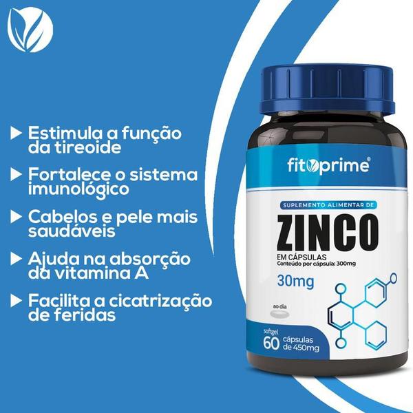 Imagem de 4 Potes Zinco 30mg 60cps Fitoprime