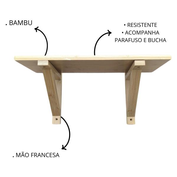 Imagem de 4 Prateleiras de Bambu Decorativa Com Mão Francesa 40cm