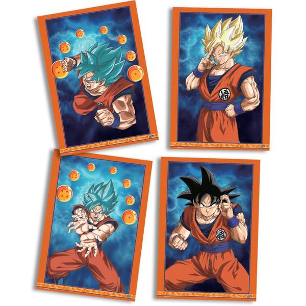 Imagem de 4 Quadros Cartaz Decoração Festa Dragon Ball