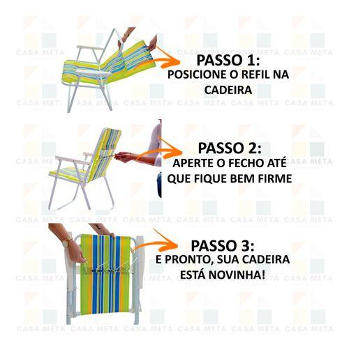 Imagem de 4 Refil Cadeira Reclinável De Praia Capa Tecido Troca Fácil