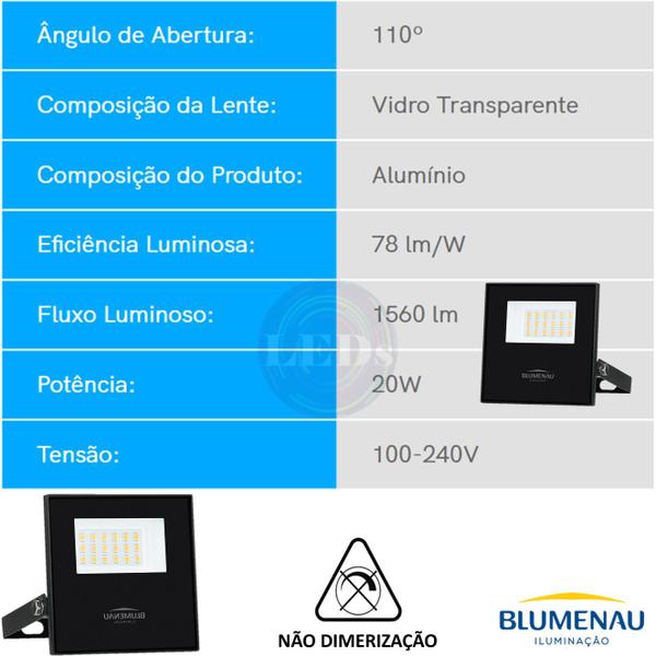 Imagem de 4 Refletor Holofote Led 20w Branco Quente 3000k Bivolt