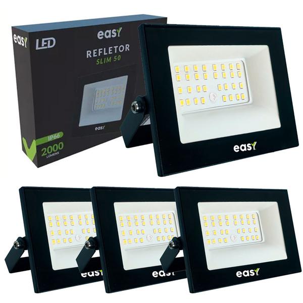 Imagem de 4 Refletor Led Easy 50W Luz Branco Frio 6500K Bivolt 127/220v