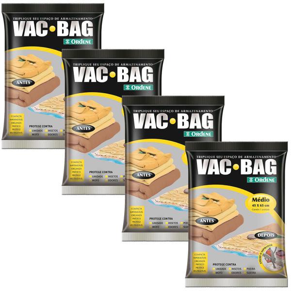 4 Saco À Vácuo Vag Bag Médio 45X65Cm Ordene Protetor Roupas Imagem de 4 Saco À Vácuo Vag Bag Médio 45X65Cm Ordene Protetor Roupas