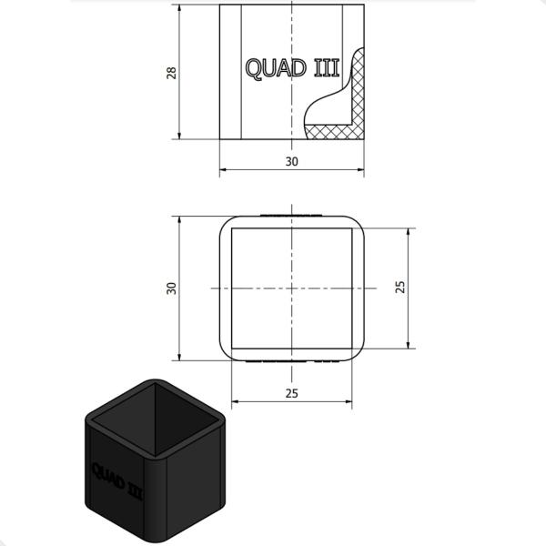 Imagem de 4 Sapata Quadrada Tubos Quadrados 25x25mm