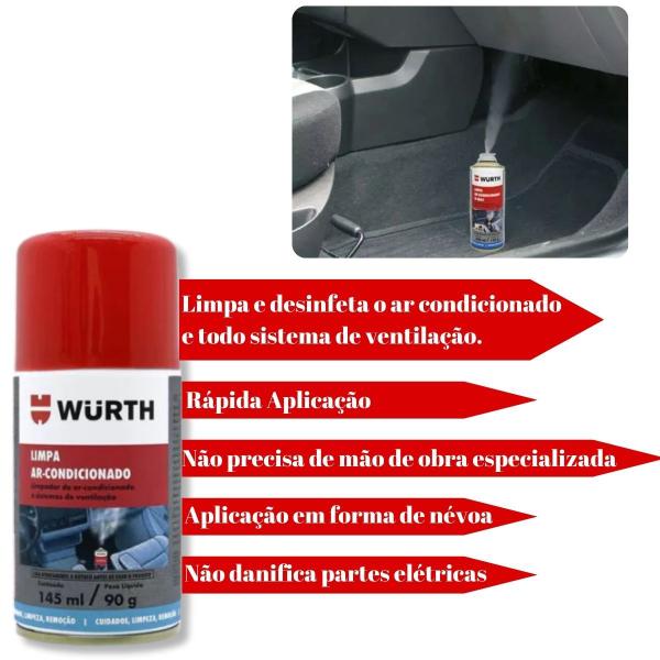 Imagem de 4 spray Limpa Higieniza Aromatiza Ar Condicionado Automotivo Wurth