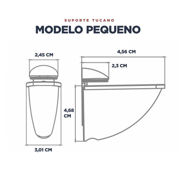 Imagem de 4 Suporte Bico Tucano P/ Prateleira Vidro Até 10Kg Cada