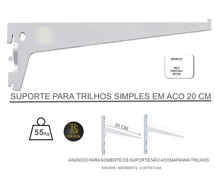 Imagem de 4 Suportes Para Trilho Cremalheira Prateleira 20cm Branco