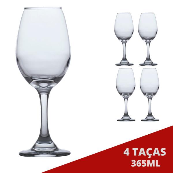 Imagem de 4 Taça Vinho 365ML Cristal para Festas Natal New Year 2023