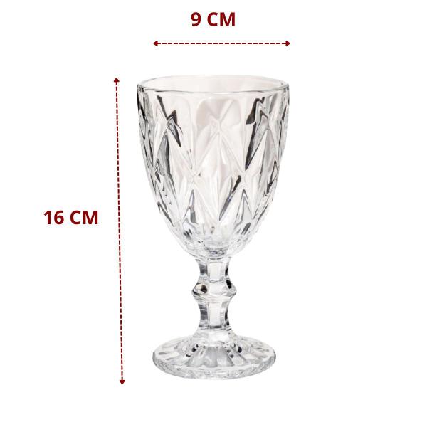 Imagem de 4 Taças Diamond 340ml Transparente Água Vinho