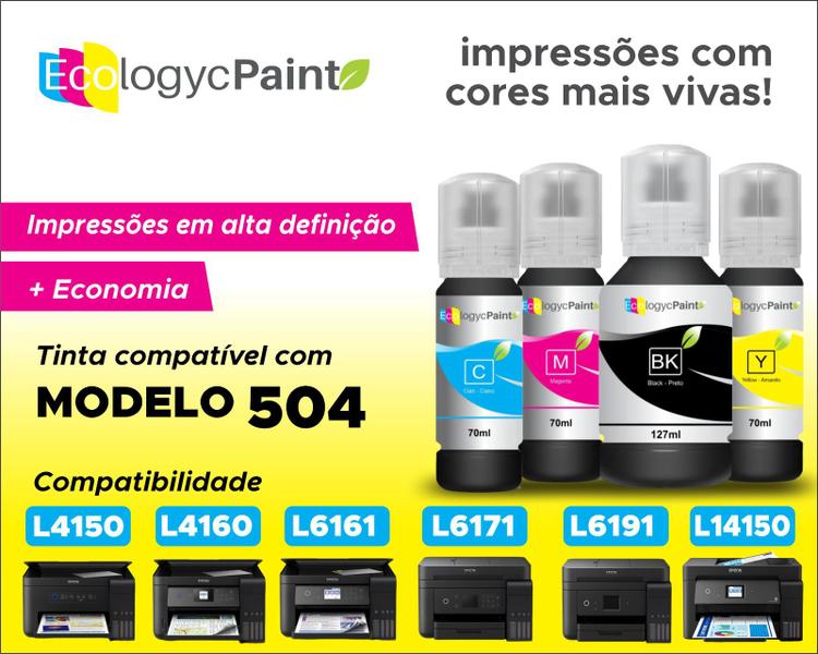 Imagem de 4 tinta para epson 504 L4150 L4160 compatível