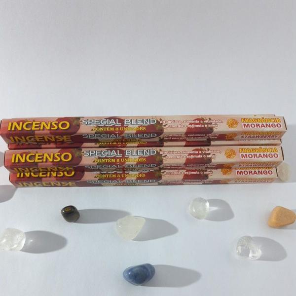 Imagem de 4 Un. Incensos Hindus Special Blend - MORANGO c/8 varetas 100%Natural