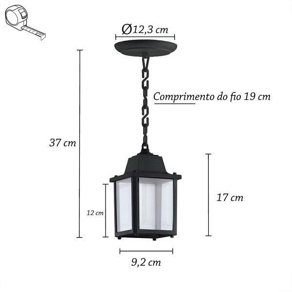 Imagem de 4 Un Luminaria Pendente Externo Colonial Preto Alz14