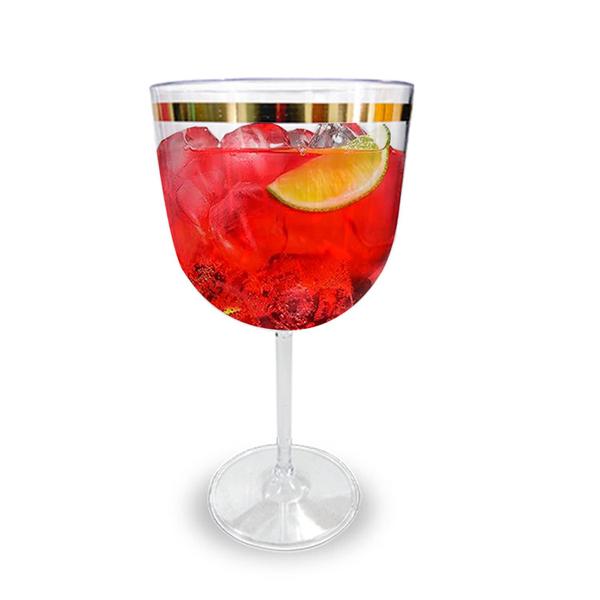 Imagem de 4 Unid Taça Borda Dourada Vinho Água Licor Gin 600ml