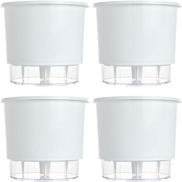 Imagem de 4 Vaso Raiz Autoirrigavel 21x18 Branco Área Interna Externa