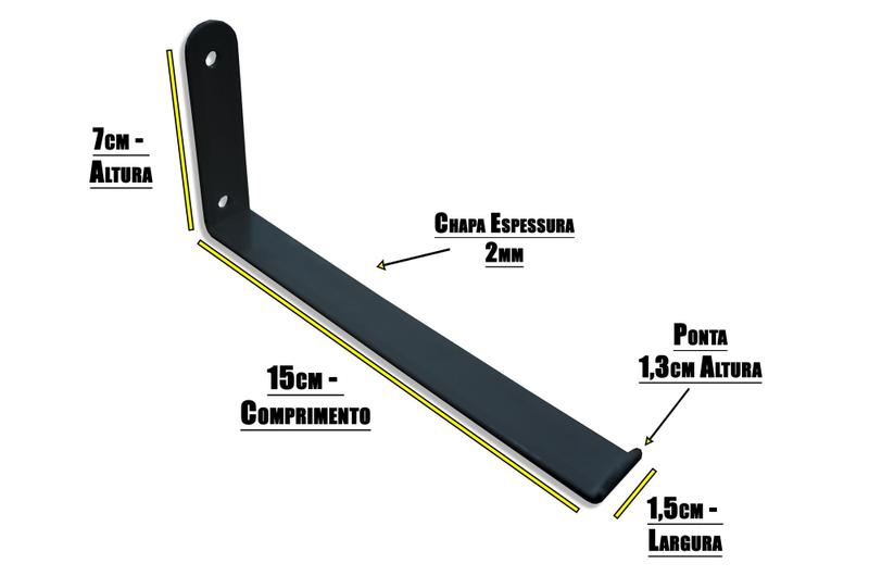 Imagem de 4 x Suporte Mão Francesa Invertido 15cm - Mod. U