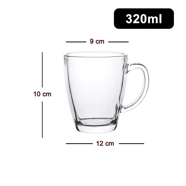 Imagem de 4 Xícara Vidro Grosso Transparente 320 ml Café Leite Chá