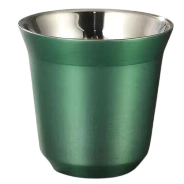 Imagem de 4 Xícaras 90Ml Café Espresso Pixie Inox Parede Dupla Verde