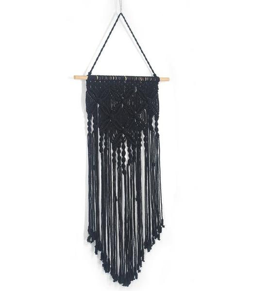 Imagem de 40 * 70cm Parede Tecida Arte Boho Estilo Melhor Parede de Presente Pendurado Macrame Tapeçaria Borboletas Padrão Decoro Caseiro Tapeçarias decorativas (pretas)