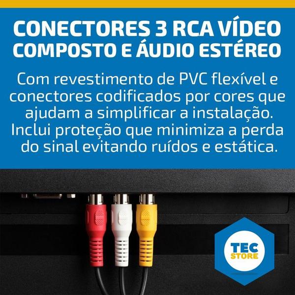 Imagem de 40 Cabos Áudio Vídeo 3rca X 3 Rca Cabo 1,50 Mt Atacado