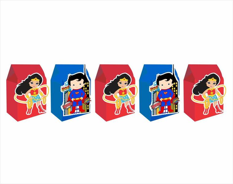 Imagem de 40 Caixinhas MILK para doces Mulher Maravilha e Superman Baby