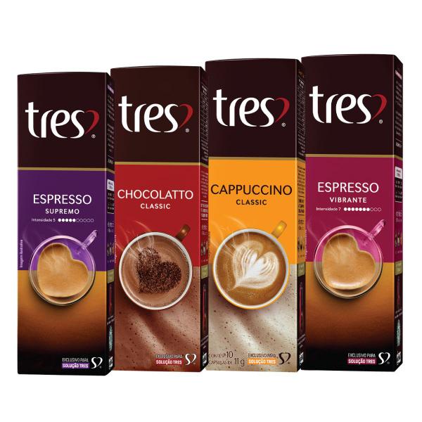 40 Cápsulas Café Expresso e Bebida Cafeteira Três Corações Imagem de 40 Cápsulas Café Expresso e Bebida Cafeteira Três Corações