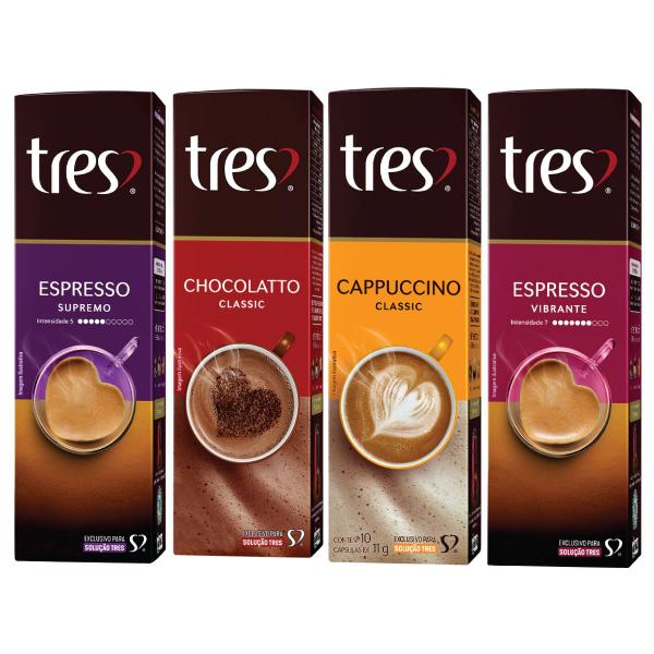 40 Cápsulas Café Expresso e Bebida Cafeteira Três Corações Imagem de 40 Cápsulas Café Expresso e Bebida Cafeteira Três Corações