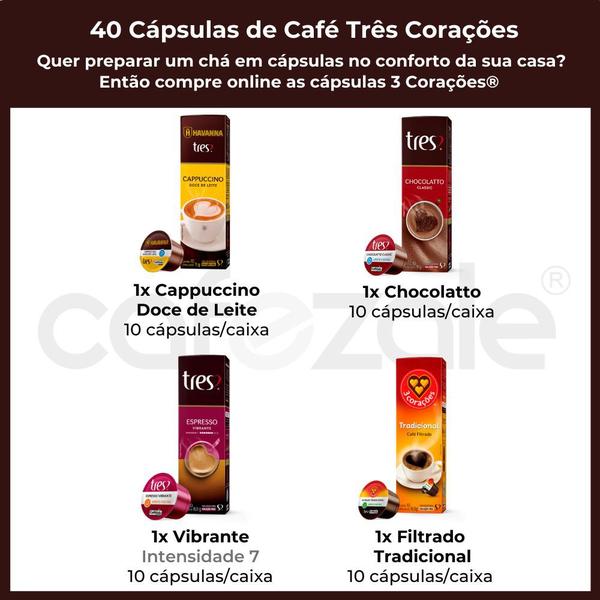 Imagem de 40 Cápsulas Três Corações, Café e Bebida Cremosa