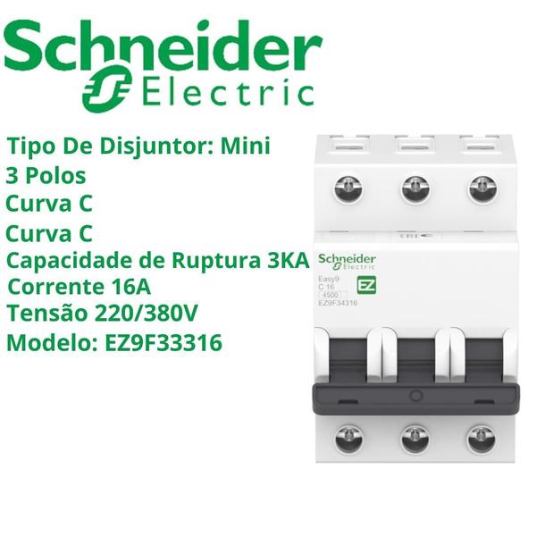 Imagem de 40 Disjuntores Schneider Mini Curva C 3p 16a  3ka Din