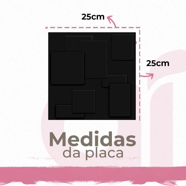 Imagem de 40 Placas Cadre Revestimento De Parede Preto Pvc 25Cm X 25Cm